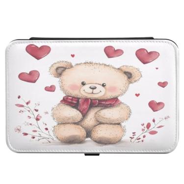 Imagem de Burbuja Caixa de joias de viagem de urso de dia dos namorados, presente para mulheres e meninas, estojo de joias portátil de couro PU organizador para brincos, anéis, colares e pulseiras