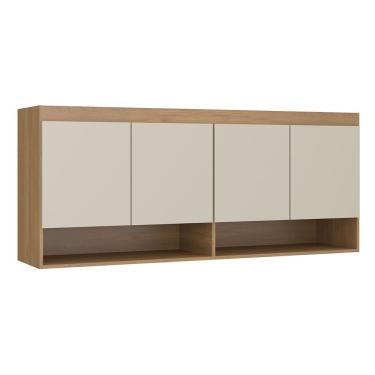 Imagem de Armário Aéreo 4 Portas Guarda Roupa Modulado Selene 160x68 Cm Mdp Carvalho 6003 Menu