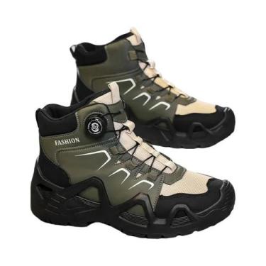 Imagem de Botas De Couro Cano Alto Com Fivela Rotativa, Estilo Militar, Tendênci