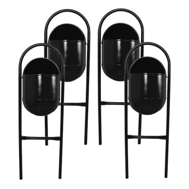 Imagem de Kit 4 Lixeira Portugal FechadaChapa Parque Calçada Rua 115cm