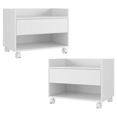 Imagem de Kit 02 Gabinetes Armário Banheiro Multiuso Ivy 60cm 100% Mdf Bp Com 01 Gaveta Branco - Abmaza