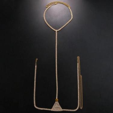 Imagem de Colar De Corrente De Peito Feminino Sexy Com Strass E Cristais, Arnês 