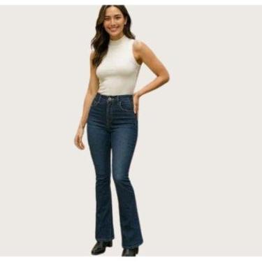 Imagem de Calça Jeans Feminina Skinny Push Up Azul Médio Malwee-Feminino
