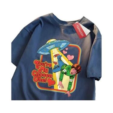 Imagem de Camiseta Masculina Oversized Com Estampa De Quadrinhos, Algodão, Casua