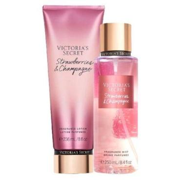 Imagem de kit Strawberries Champagne Duo  Body Splash Shimmer Hidratante O Cheir