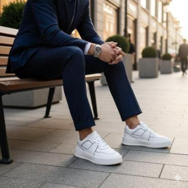 Imagem de Tênis Sneaker em Couro Premium Artesanal Masculino Estilo Superior Casual-Masculino