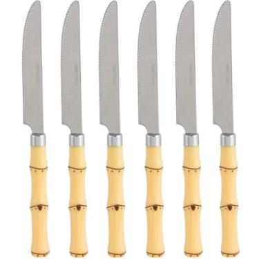 Imagem de Conjunto 6 Facas Churrasco Com Cabo De Plástico Bambu Asper - Mimo Sty