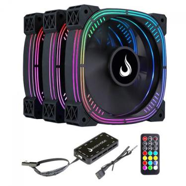 Imagem de Kit Fan Com 3 Unidades Rise Mode Aura Pro Black, ARGB, 120mm, RM-AUB-0