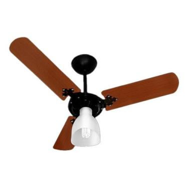 Imagem de Ventilador de Teto com 3 Pas Preto e Madeira com Lustre 127V VENTI DEL