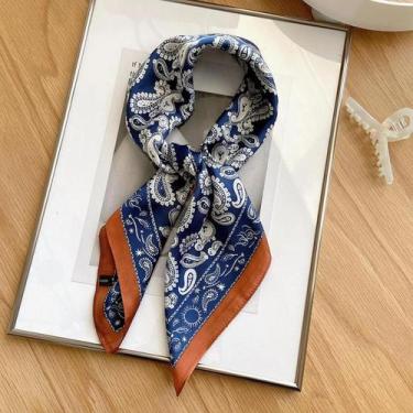Imagem de Lenço De Seda Com Estampa Paisley Para Mulheres, Design Luxuoso, Peque