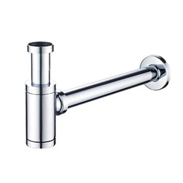 Imagem de Sif?o para lavat¨®rio de banheiro, tampa de drenagem pop-up com transbordamento, kit de drenagem da pia Sif?o de drenagem de res¨ªduos cromados, SEM DRENAGEM