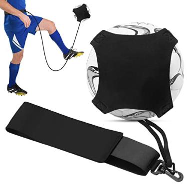Imagem de Treinador de futebol Treinador de chute de futebol Solo praticando ajuda de treinamento de futebol com cinto ajustável Equipamento de treinamento de futebol Todo o tamanho preto