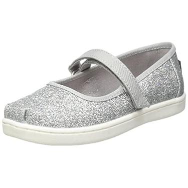 Imagem de TOMS Silver Iridescent Glimmer Tiny Mary Jane Flat 10011521, Brilho iridescente prateado, 2 Infant