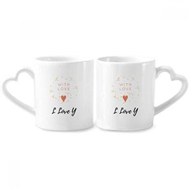 Imagem de Conjunto de canecas de porcelana para casais, arte abstrata, flores de amor, coração