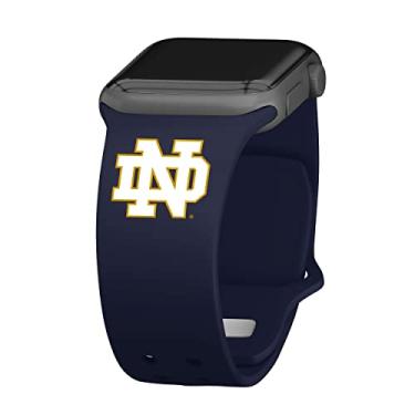 Imagem de Affinity Bands Pulseira de relógio de silicone Fighting Irish compatível com Apple Watch – 42/44/45 mm (azul marinho)