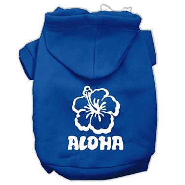 Imagem de Mirage Pet Products Moletons com capuz para animais de estimação com estampa floral Aloha, médio, azul