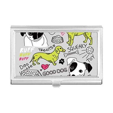 Imagem de Porta-cartões de visita com desenho de cachorro com estampa de ilustração de brinquedo