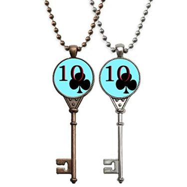 Imagem de OFFbb-USA Colar Happiness Club 10 chaves de pôquer pingente joia decoração de casal