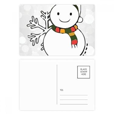 Imagem de Conjunto de cartão postal com ilustração de boneco de neve e floco de neve, cartão de felicitações de aniversário