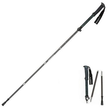 Imagem de C/H Bastões de caminhada dobráveis para trilhas, bastão de fibra de carbono para mochilão, sistema antichoque e trava rápida, telescópico, dobrável, ultraleve para caminhadas, acampamento (pacote com 2)