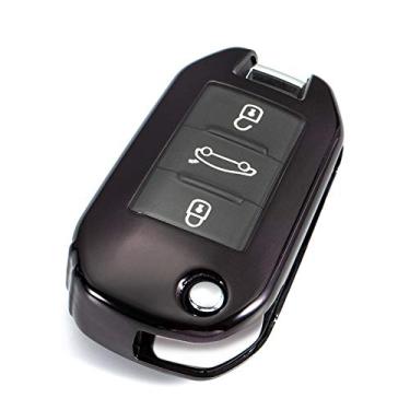 Imagem de SELIYA Capa para chave de carro de TPU (poliuretano termoplástico) para Peugeot 3008 208 308 508 408 2008 307 4008, adequado para acessórios CitroenC4, A, preto