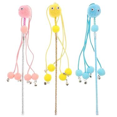 Imagem de Yustery 3 peças varinha de provocação de gatos brinquedo para gatos brinquedo interativo para gatos brinquedo interno para gatos brincadeira