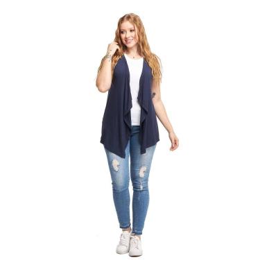 Imagem de Colete de Bico Blusa Cardigan Feminino Plus Size Terceira Peça Viscolycra Ca5plus