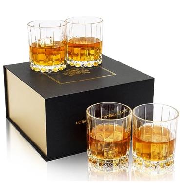 Imagem de KANARS Copos de uísque de cristal, conjunto de 4 copos premium em caixa de presente elegante, copos de vidro antiquados de 293 ml para bourbon, uísque escocês, coquetéis, conhaque, bebidas alcoólicas