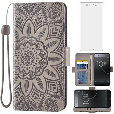 Imagem de Asuwish Capa de telefone para Sony Xperia XZ Premium com protetor de tela de vidro temperado e carteira de couro floral capa flip suporte para cartão de crédito acessórios para celular Experia G8141