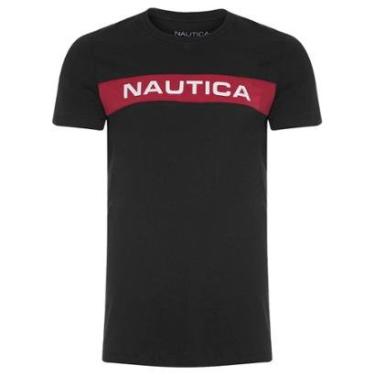 Imagem de Camiseta Nautica Masculina Silk Logo Red Block Preta-Masculino