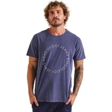 Imagem de Camiseta Colcci Masculina Regular Comfy Dupla Face Azul Mescla-Masculino