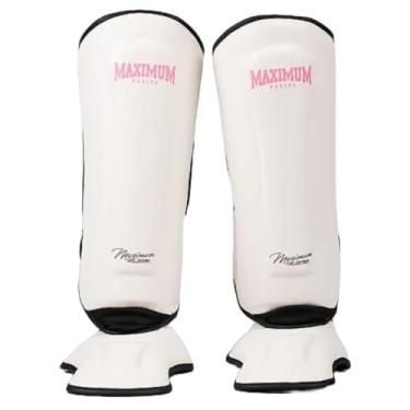 Imagem de Par De Caneleira Classic Maximum Muay Thai Kickboxing (Branco e Rosa, M)