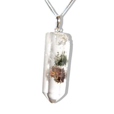 Imagem de Colar Pontinha Pedra Cristal com Lodolita Montagem Prata 950