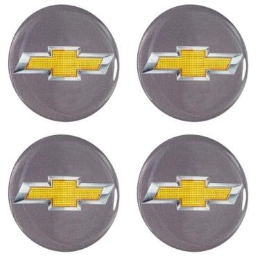 Imagem de Emblema Adesivo Resinado Chevrolet Cinza 4un 51mm - EMBLEMAX