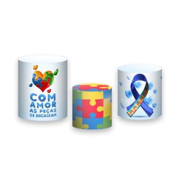 Imagem de Trio de Capas de Cilindro - Autismo Laço de Quebra-Cabeça 003 - Via Co