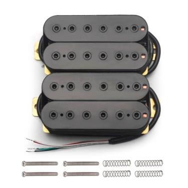 Imagem de SAPHUE Captadores de guitarra elétrica de 6 cordas Humbucker Dual in Line ajustável, 4 peças, captador de parafuso hexagonal (preto)