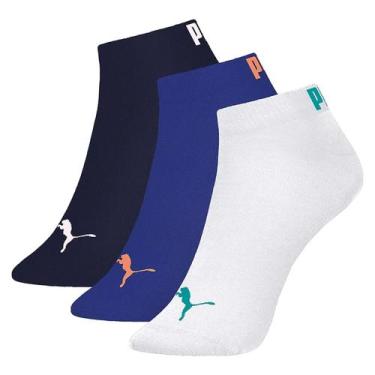 Imagem de Meia Sapatilha Puma Esportiva - Kit 3 Pares Masculino - Marinho e Azul