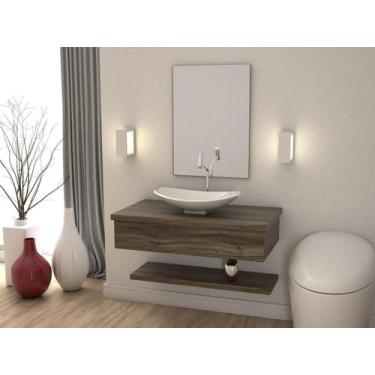 Imagem de Bancada Metrópole 805w C/cuba L45 C/prateleira - Compace, Carvalho Dar