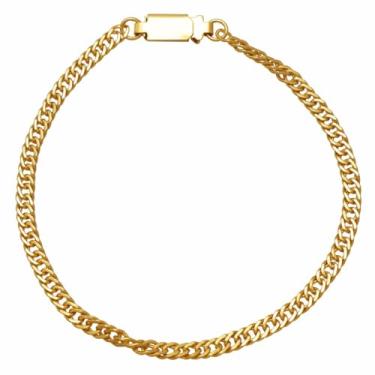 Imagem de Pulseira Masculina Corrente Groumet Dupla Folheado Em Ouro 18K Softjoias