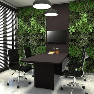 Imagem de Conjunto Sala de Reunião Mesa 1,80m Preta Painel para TV F5 - F5 Offic