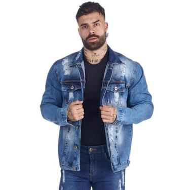 Imagem de Jaqueta Jeans Masculina HNO Classic Destroyed Azul - HNO Jeans, G