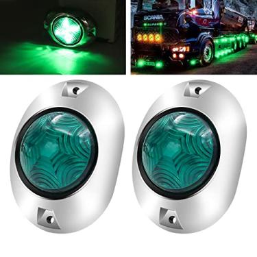 Imagem de YnGia 2 peças de luzes de LED laterais de posição lateral de reboque caminhão indicador luz lateral à prova d'água frente traseira luz marcador de folga 12 V 24 V para reboque Van Caravan caminhão ônibus (verde)