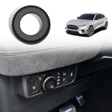 Imagem de BestEvMod Tampa de metal com botão de luz compatível com Mach E 2021 2022 2023 2024 acessórios Botão de interruptor de mudança de luz Capa de metal liga de zinco SNAP em design (preto)