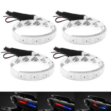 Imagem de Juren 4 peças 30 cm DRL fluxo carro estroboscópio flash decoração fita impermeável LED flexível Knight Rider tira led azul claro vermelho (vermelho e azul, 30 cm 11,8 polegadas)