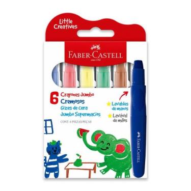 Imagem de Giz De Cera Faber Castell Redondo Jumbo Little Creatives Retrátil 6 Co
