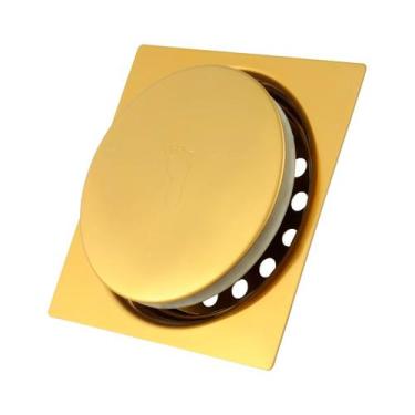 Imagem de Ralo click inteligente 10x10 cm quadrado inox dourado - Concept Metais