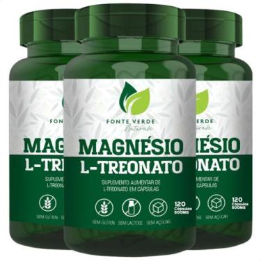 Imagem de 3 Potes Magnésio L-Treonato Kit 360 Cáps c/ Matéria Prima Importada - 