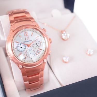 Imagem de Relógio Feminino Champion Ana Hickmann Rosé Cronógrafo AH30228Z Colar e Brincos