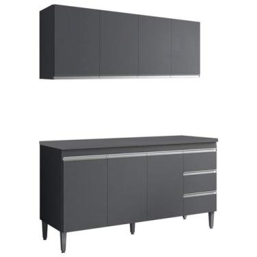 Imagem de Armario Aereo E Balcao Com Tampo 160 cm Andreia Cinza REAJL - REAJL Mo