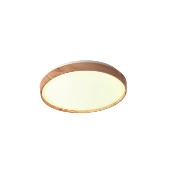 Imagem de Plafon Wood 1 Redondo Led 27W 3000K Bivolt 38CM Amadeirado+Aluminio Ref.1938 ADN+ ADN+